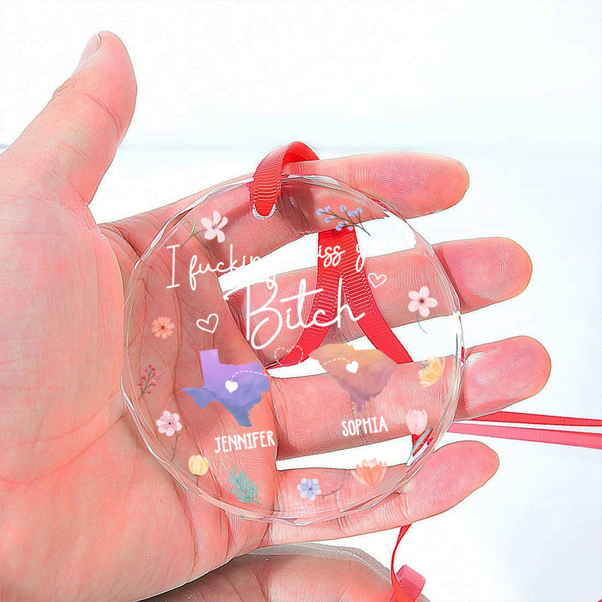 I Miss You Bestie - Personalized Custom Glass Ornament