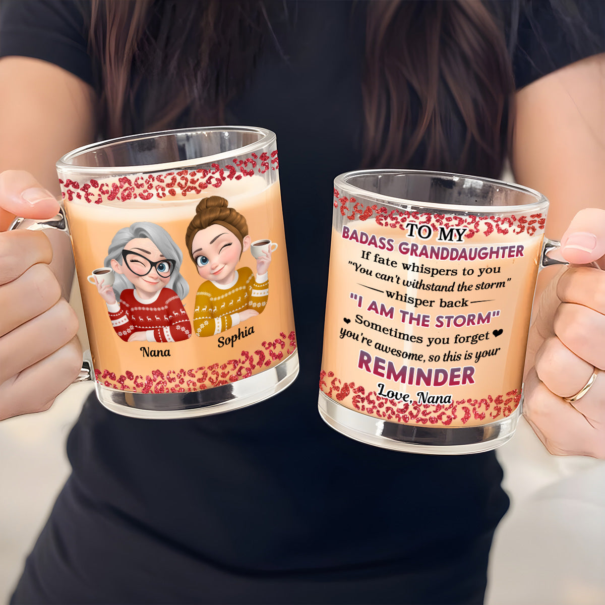 My Brave Granddaughter - Personalized Custom Glass Mug