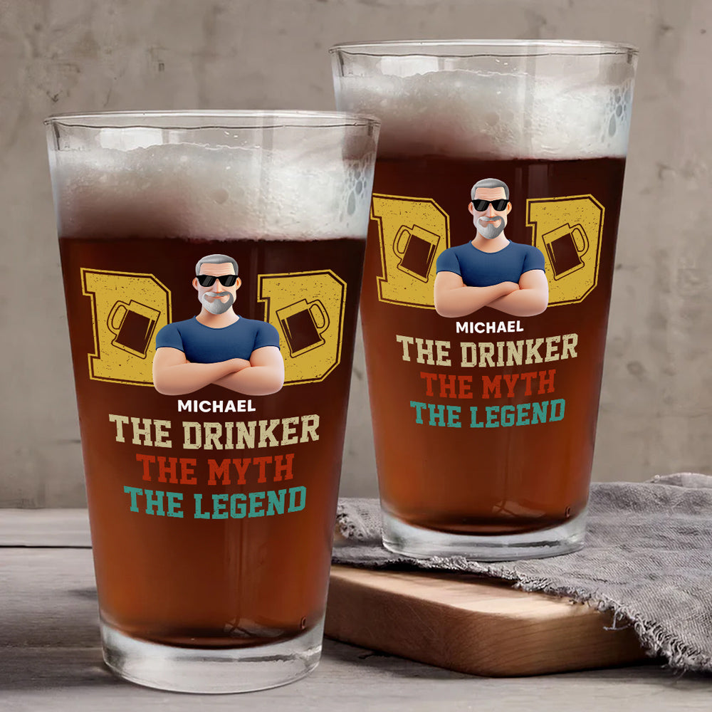 The Drinker The Myth The Legend - Personalized Custom Beer Glass