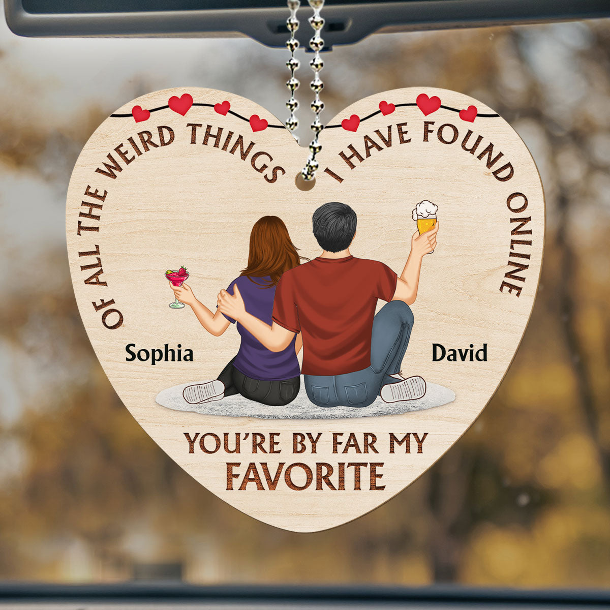 Of All The Weird Things - Personalized Custom Wood Car Ornament