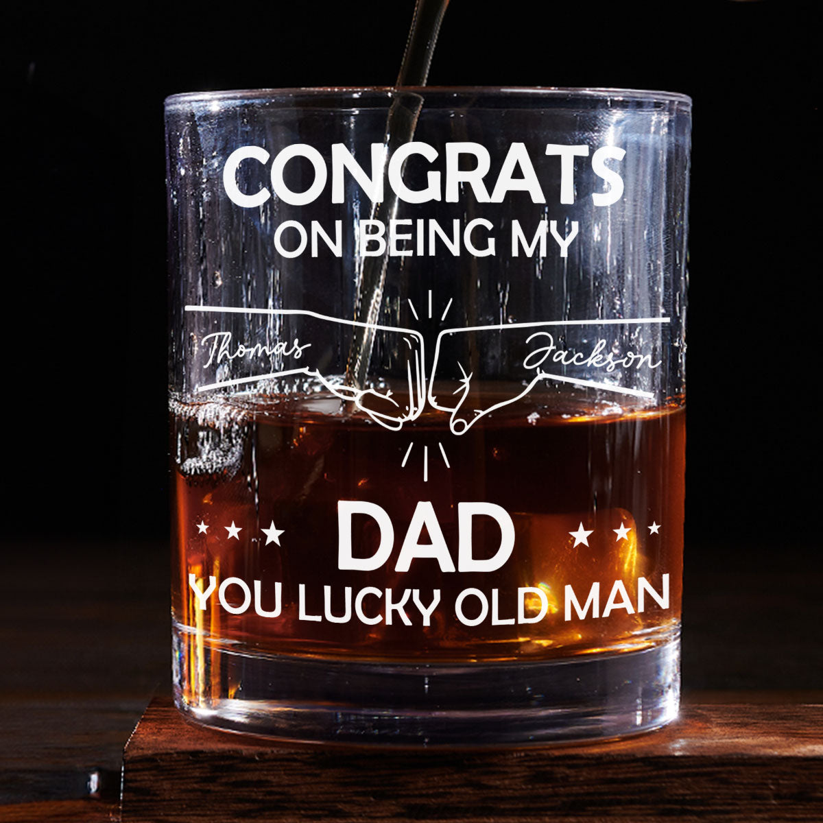 Dad Is A Lucky Old Man - Personalized Custom Whiskey Glass