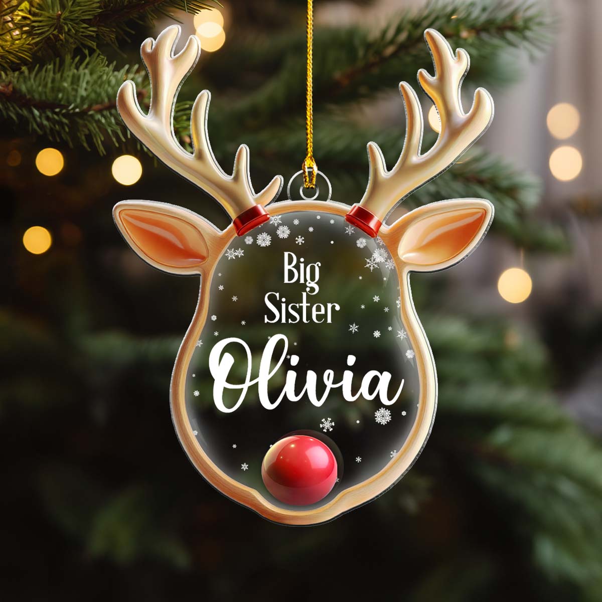 Reindeer Bell - Personalized Custom Acrylic Ornament