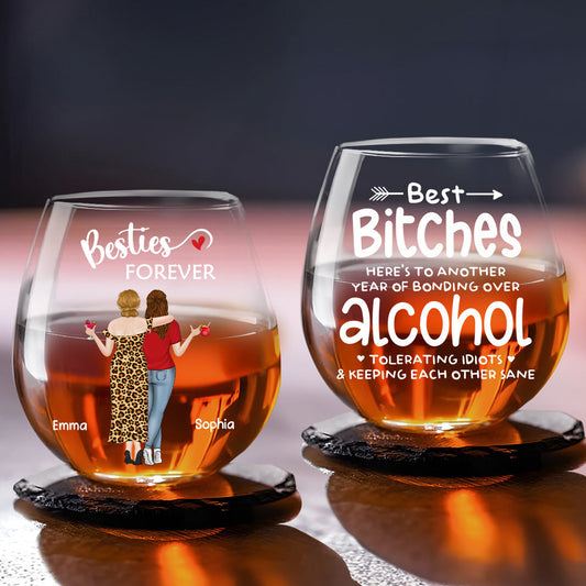 Laughing & Keeping Each Other Sane - Personalized Custom Wine Glass