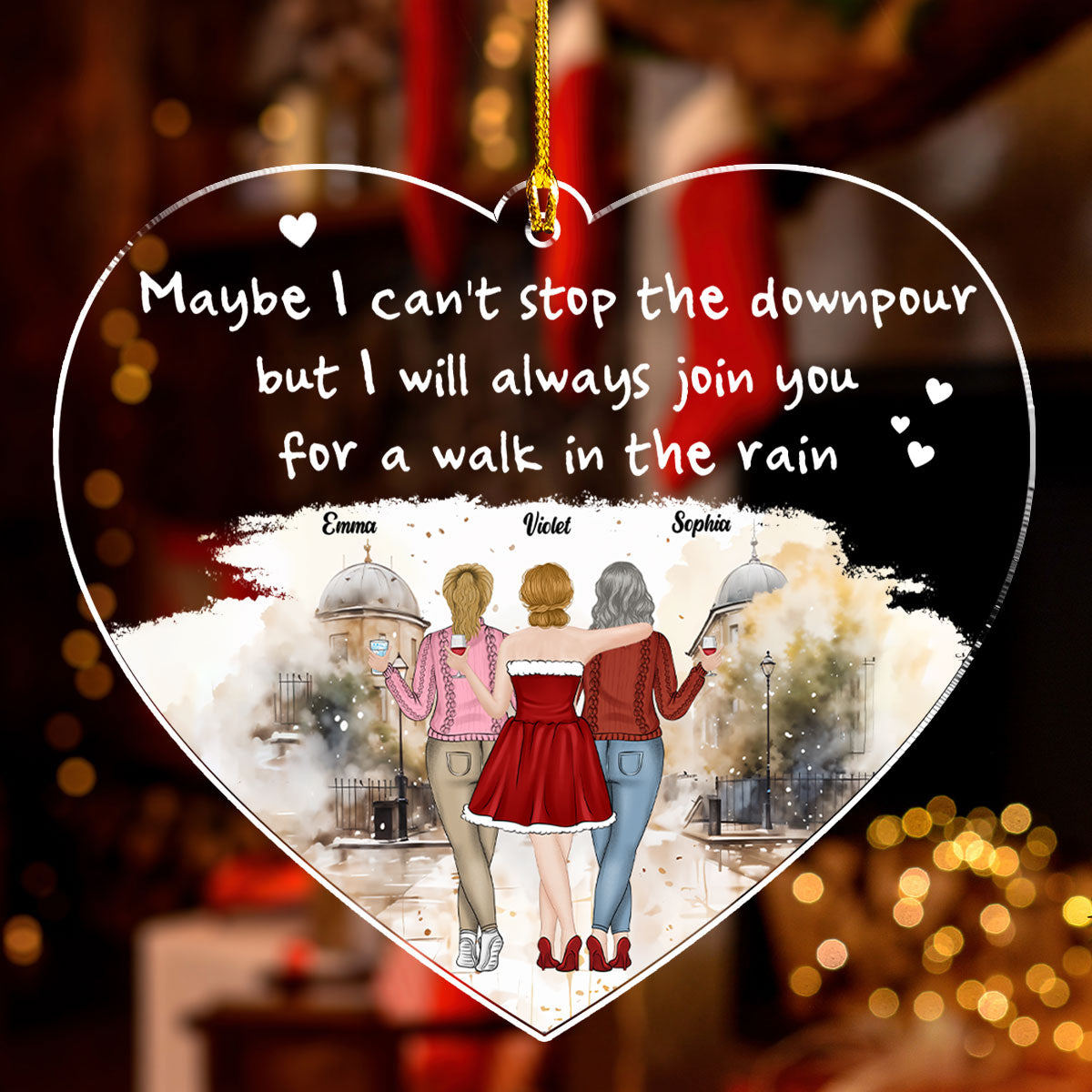 A Walk In The Rain - Personalized Custom Acrylic Ornament