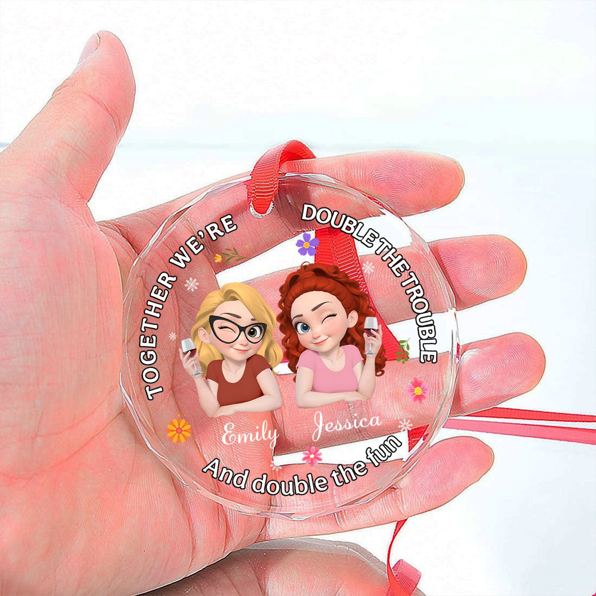 Together We Make Life Fun - Personalized Custom Glass Ornament