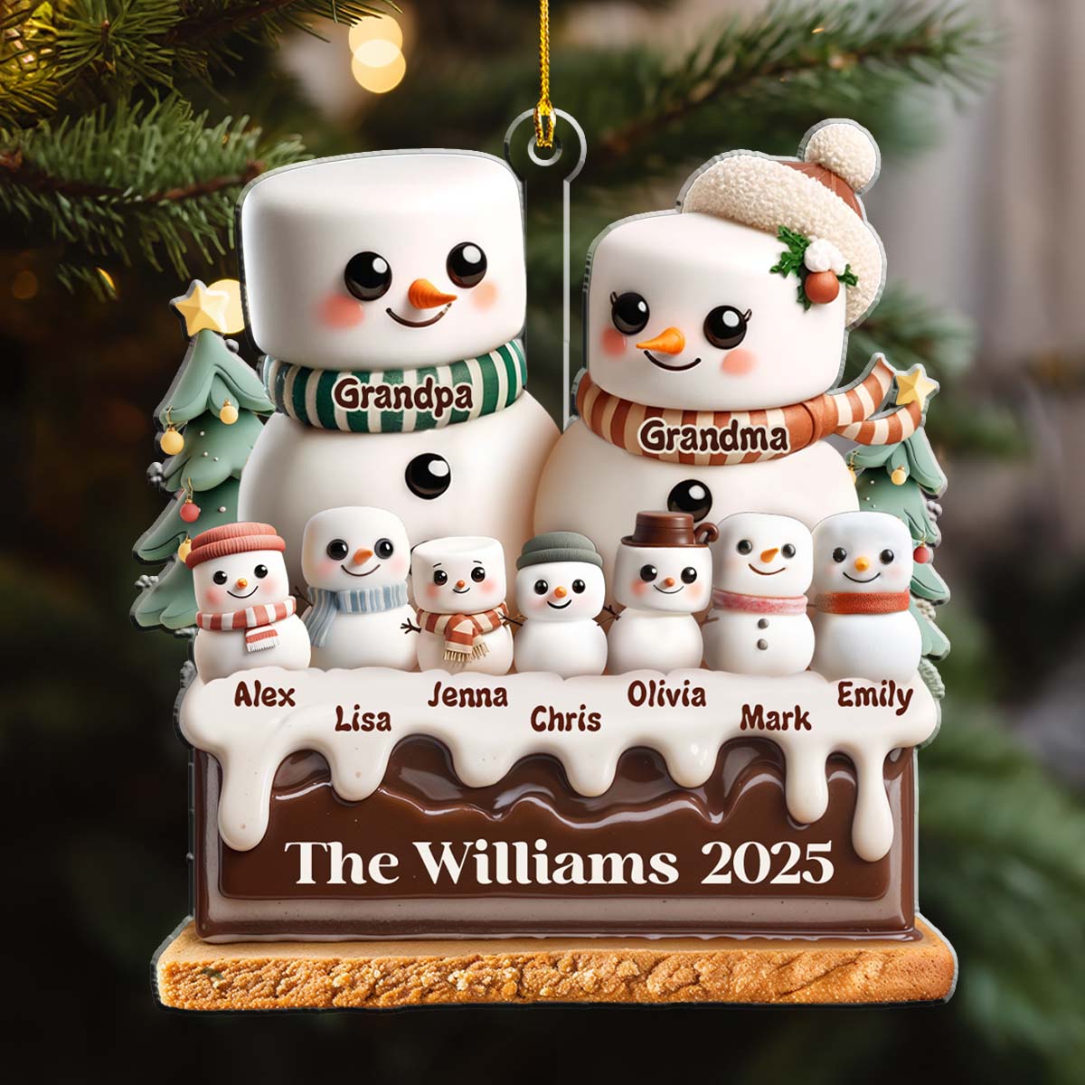 A Marshmallow Family Christmas - Personalized Custom Acrylic Ornament