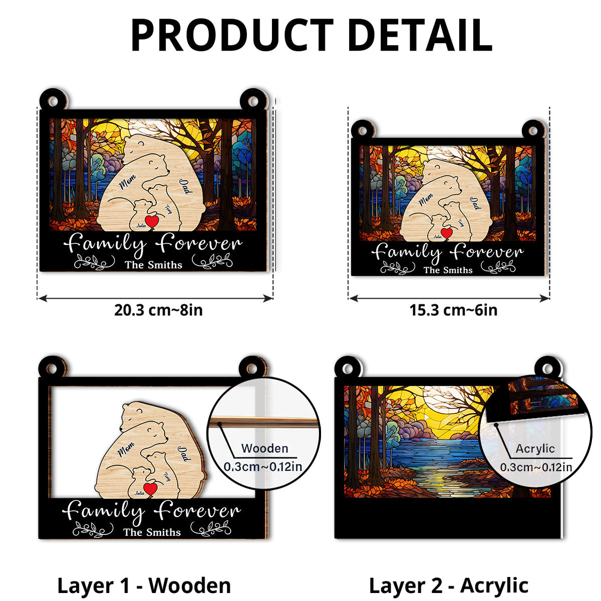 Bear Family - Personalized Custom Suncatcher