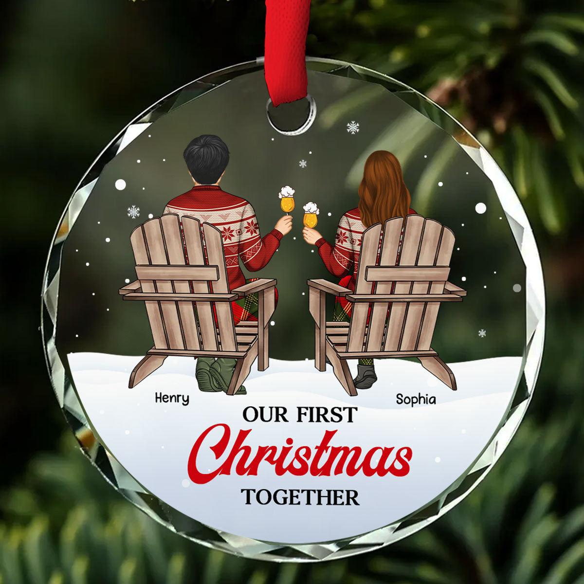 Our loving season -  Personalized Custom Glass Ornament