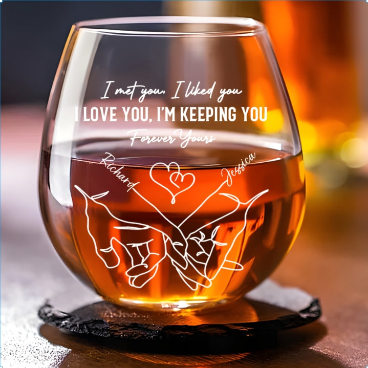 The Day I Met You - Personalized Custom Wine Glass