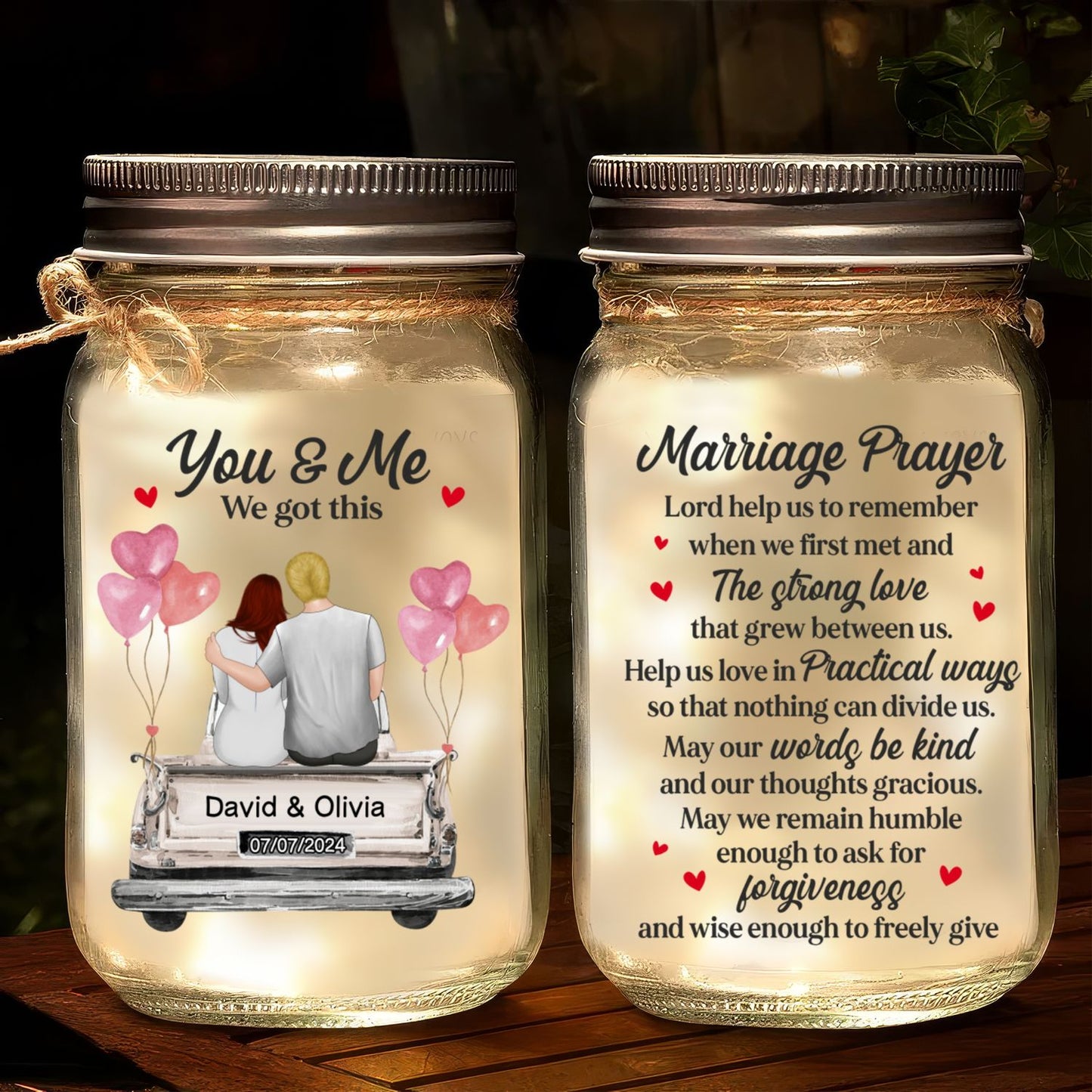 Marriage Prayer - Personalized Mason Jar Light