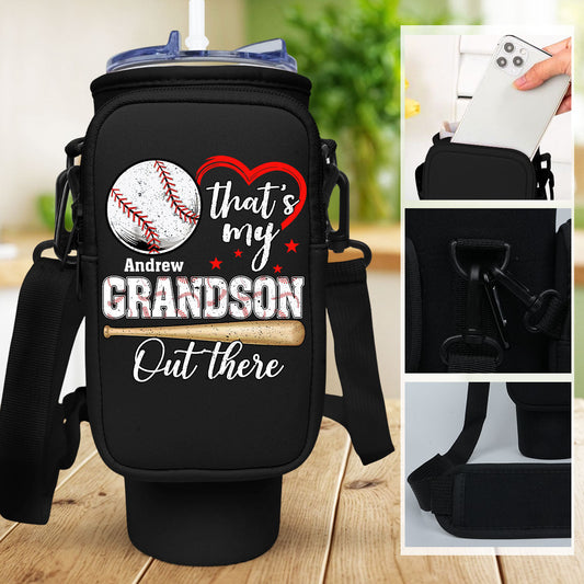 Look At My Grandson Out There - Personalized Custom Water Bottle Carrier Bag