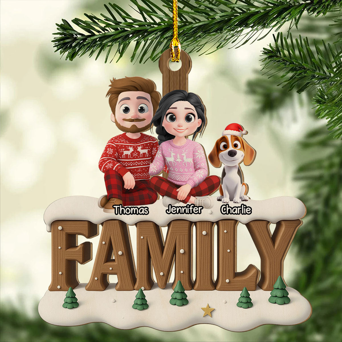 Family This Year Onwards - Personalized Custom 3D Effect Wood Ornament