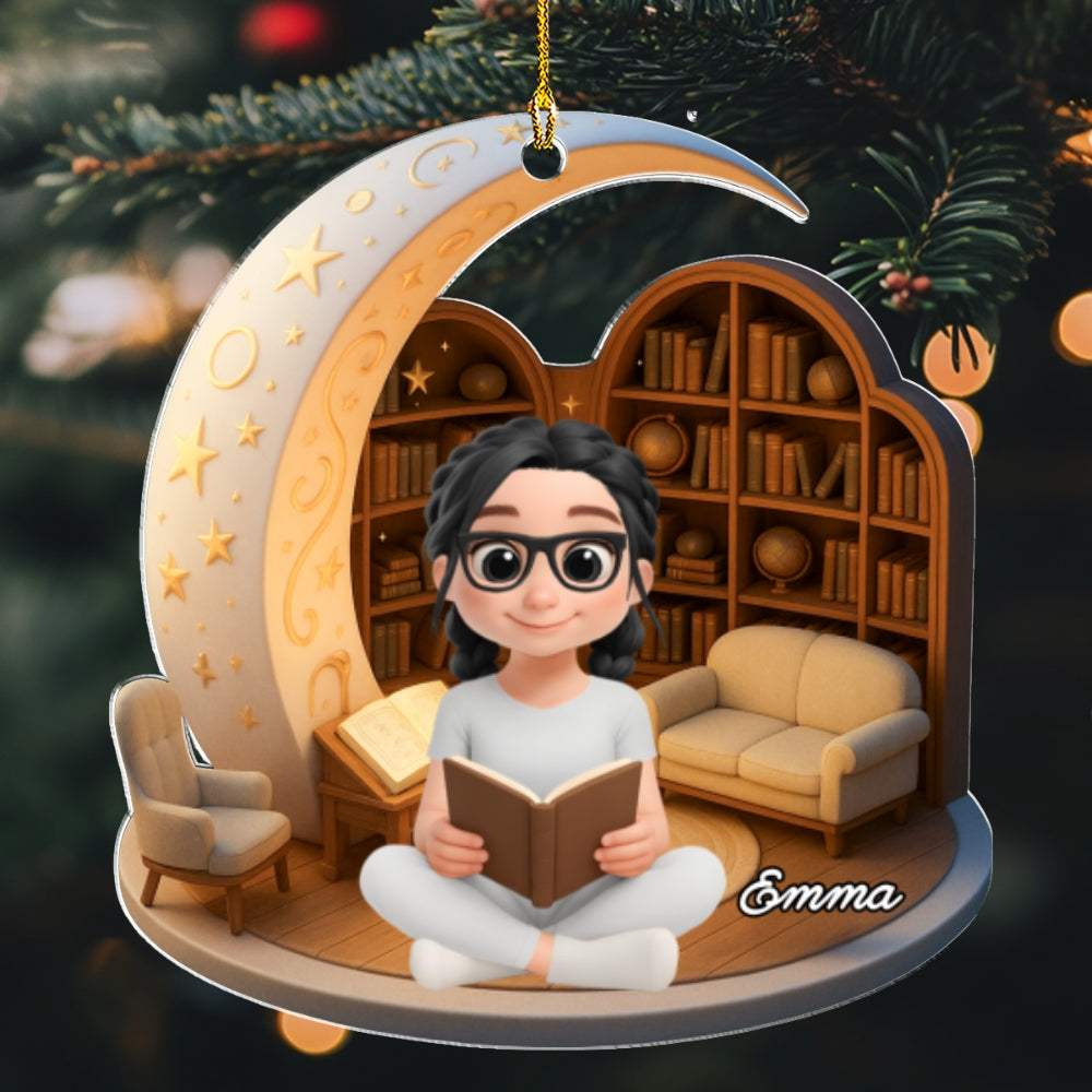 A Girl Loves Her Book - Personalized Custom Acrylic Ornament