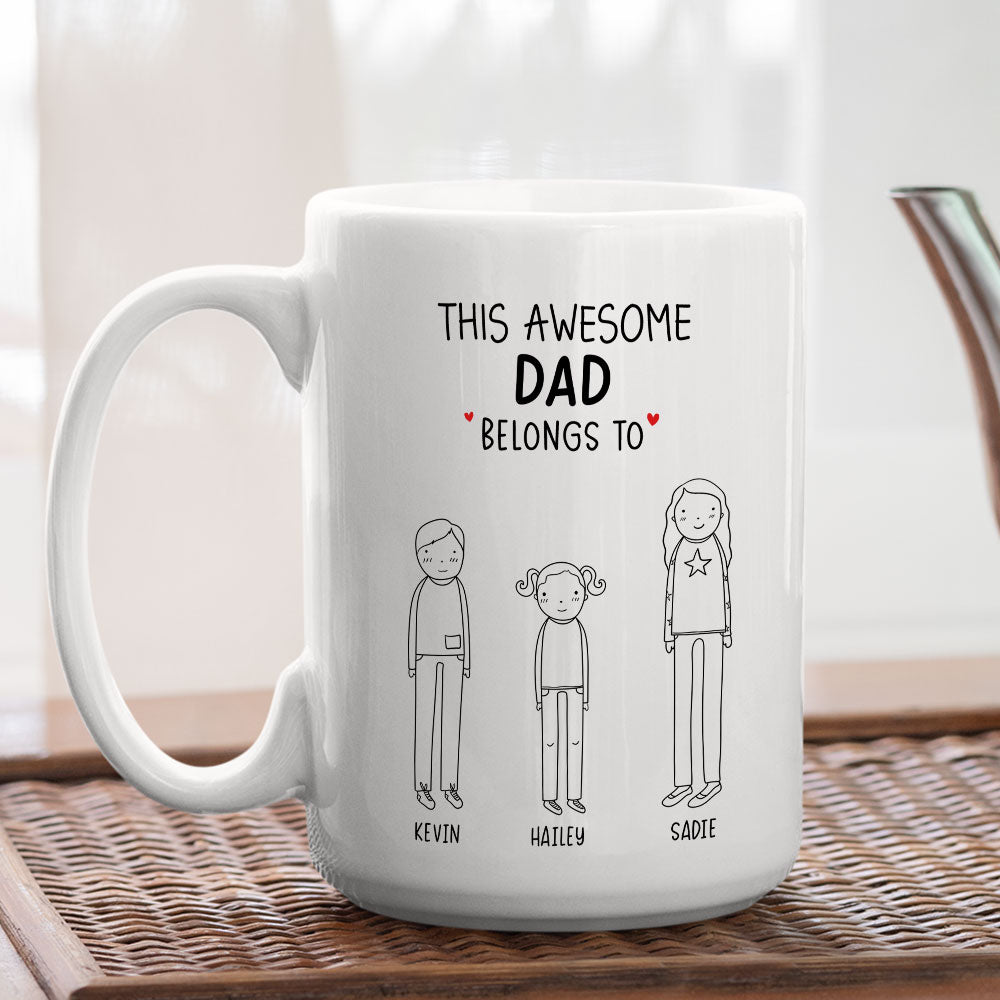This Awesome Dad Belongs To - Personalized Custom Coffee Mug