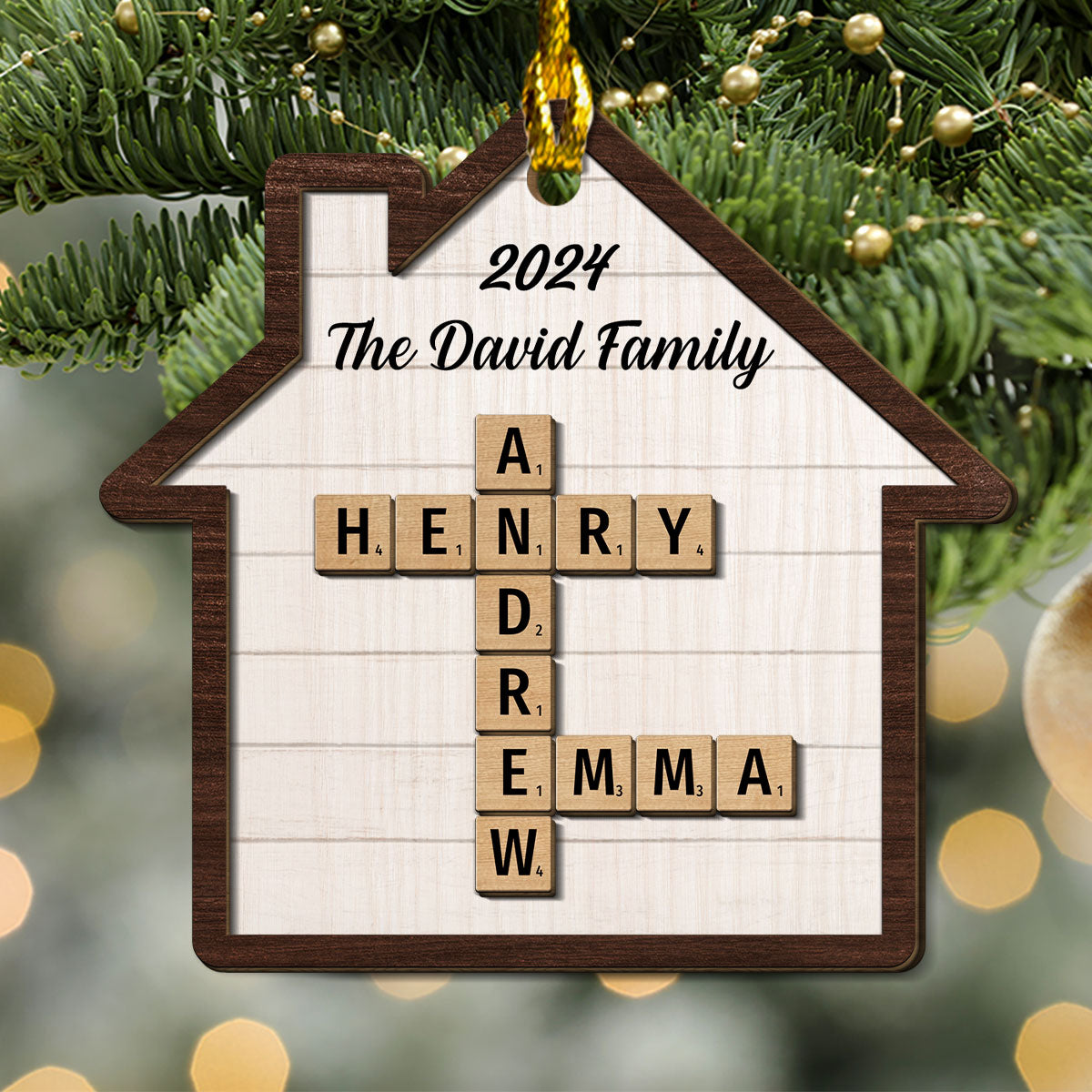 Happy Family - Personalized Custom Freeshape 2-Layered Wood Ornament