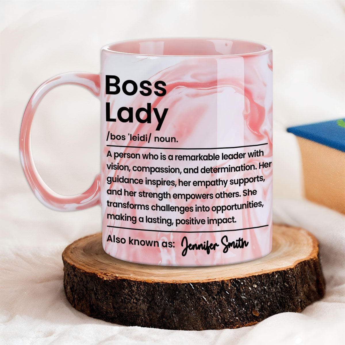 Boss Lady - Personalized Custom Pink Marble Mug