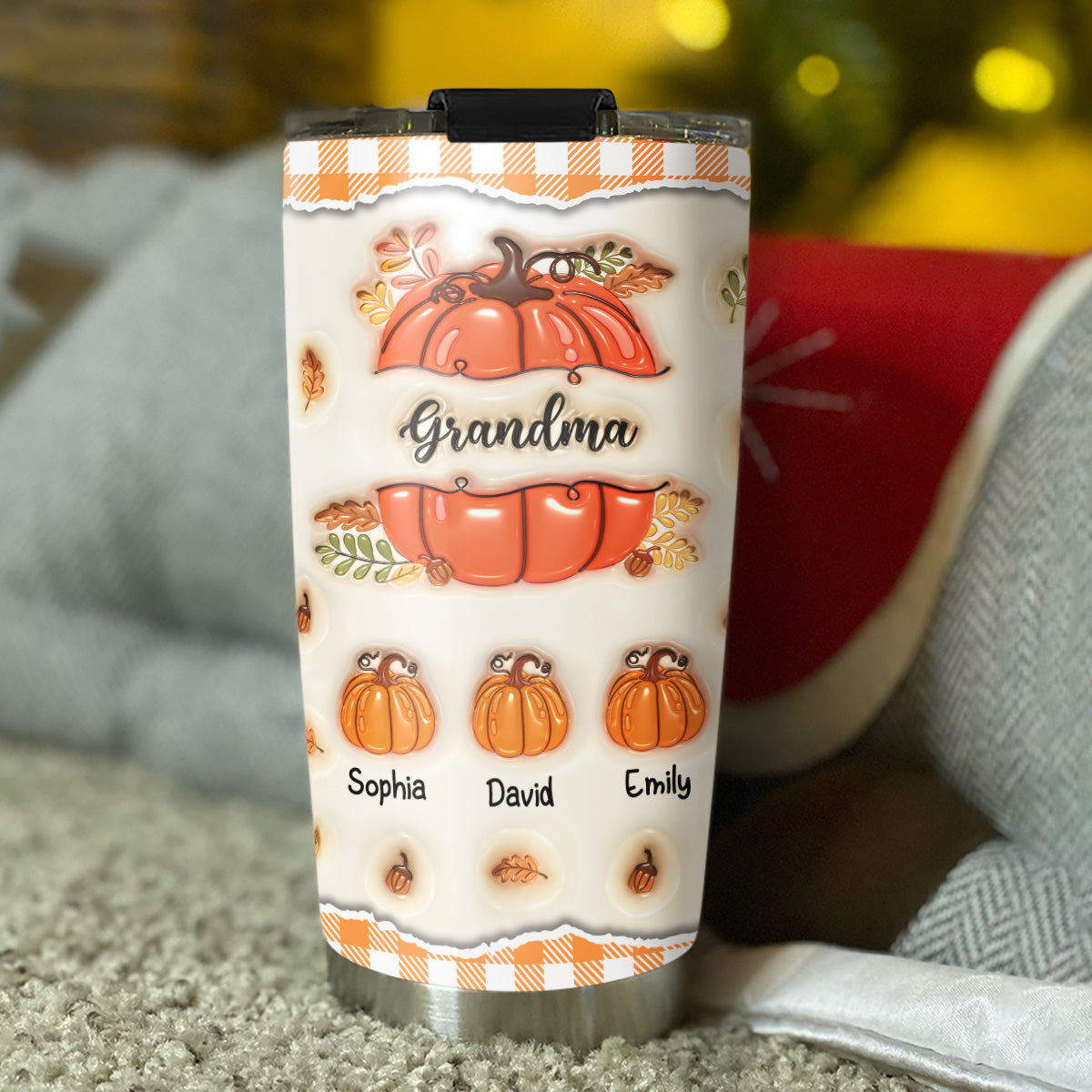 Pumpkin Grandma - Personalized Custom 3D Inflated Effect Tumbler