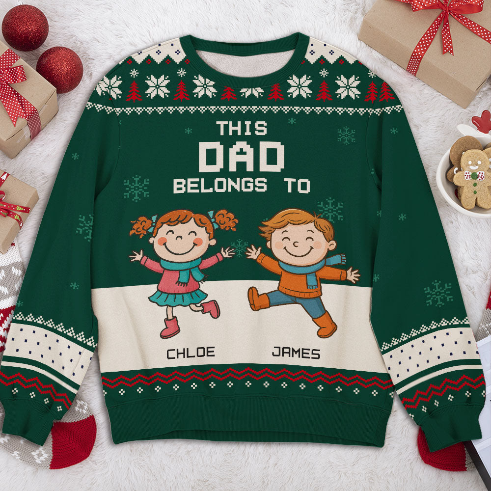 This Grandpa Belongs To  - Personalized Custom All-Over-Print Sweatshirt