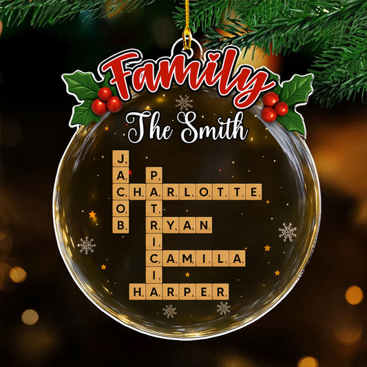 Crossword Style Family Keepsake - Personalized Custom Acrylic Ornament