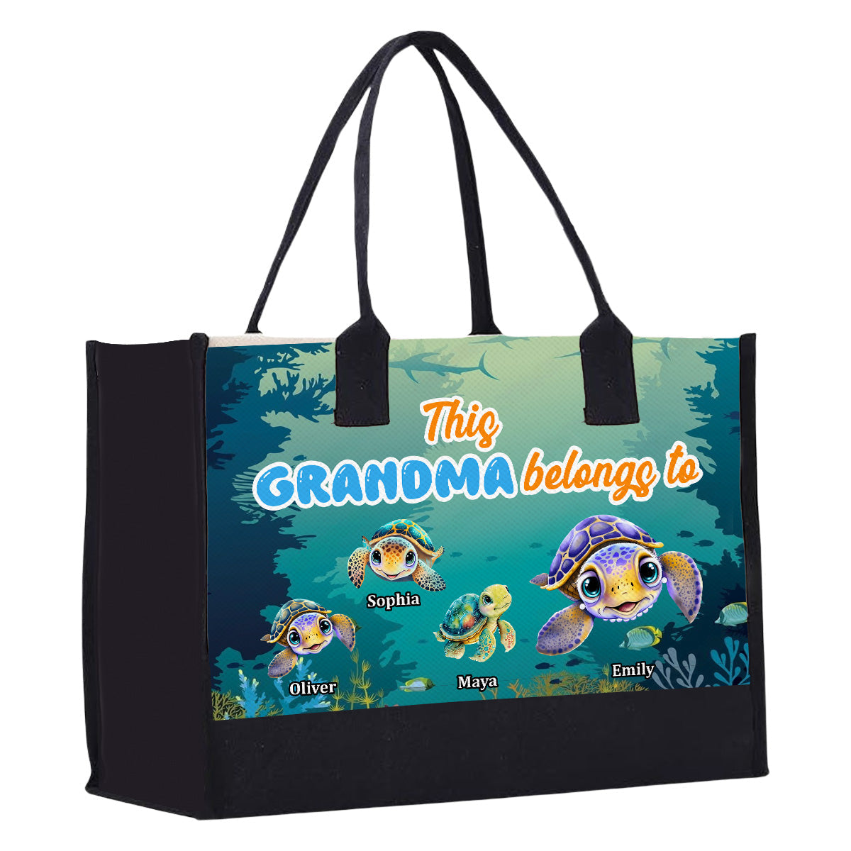 This Grandma Belongs To Turtle Summer - Personalized Custom Canvas Tote Bag