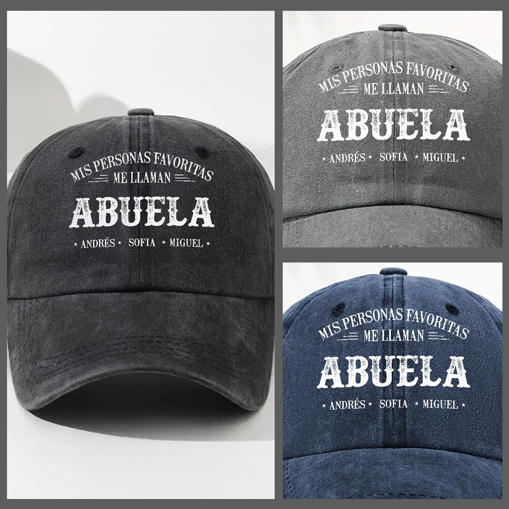 Mis Personas Favoritas Me Llaman Nana - Gorra de Mezclilla Vintage Lavada Personalizada