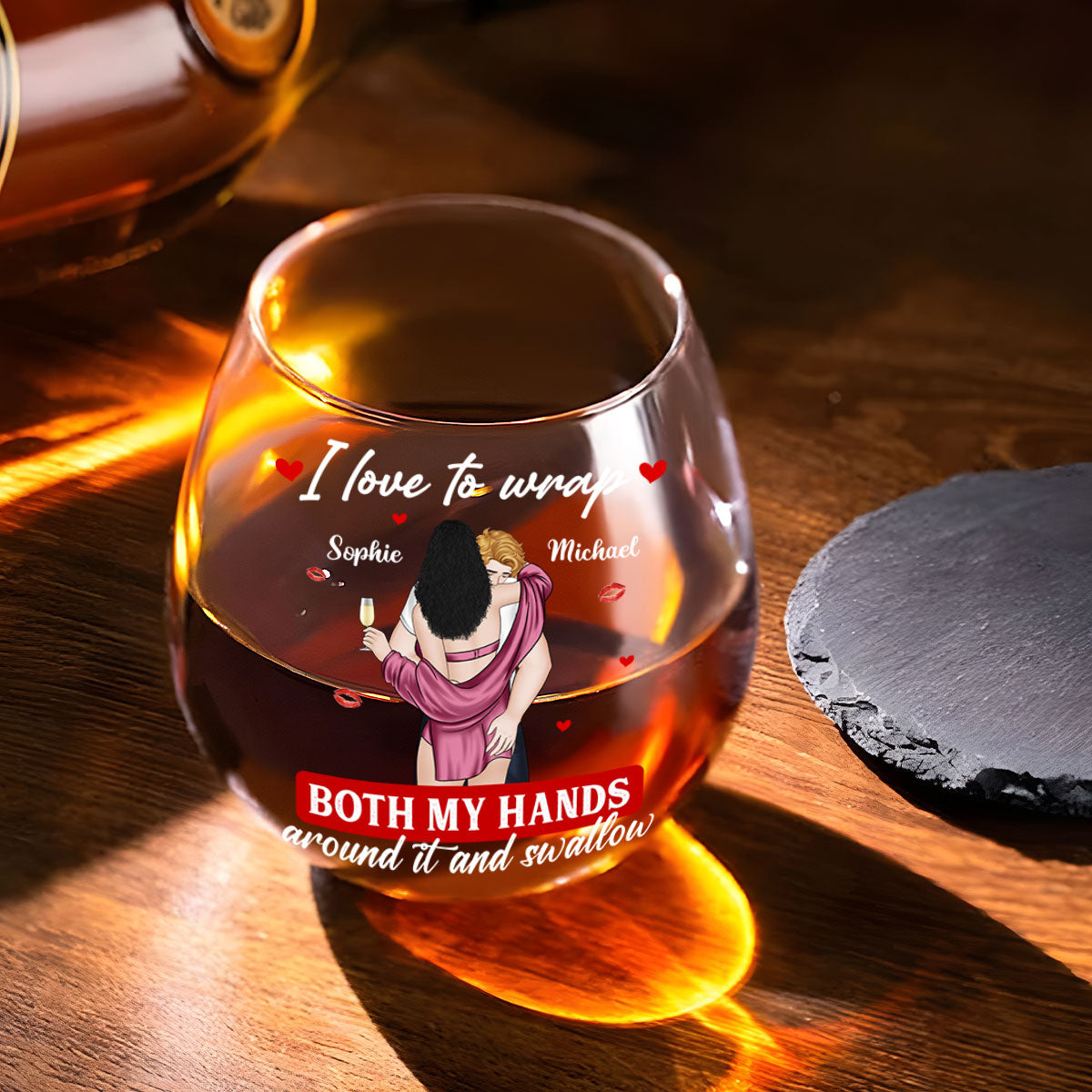 I Love To Wrap Both My Hands Around It - Personalized Custom Wine Glass