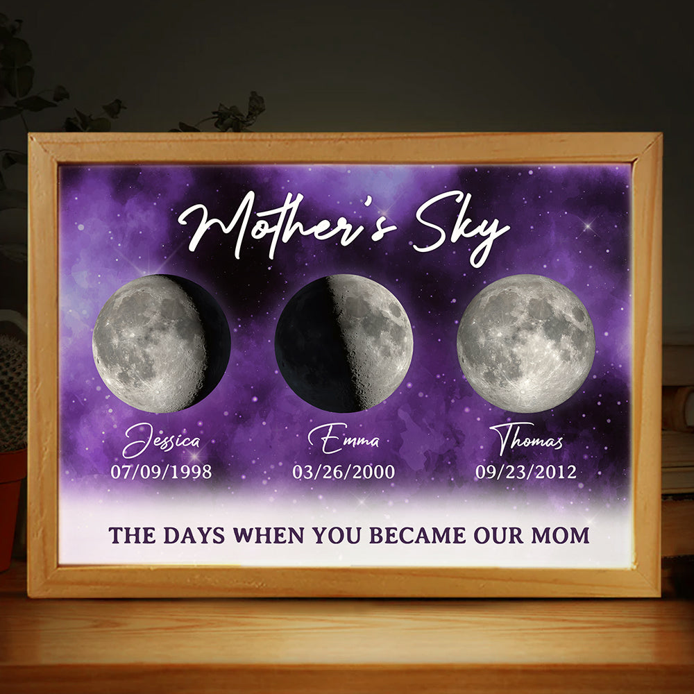 The Moon When You Become Mom - Personalized Custom Frame Light Box