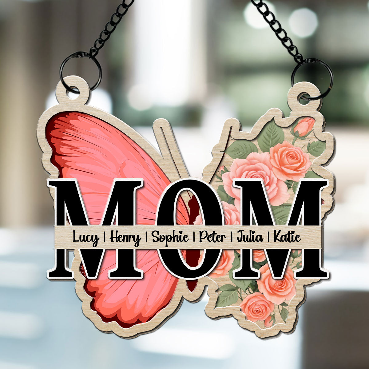 Mom Butterfly Of Love - Personalized Custom Suncatcher
