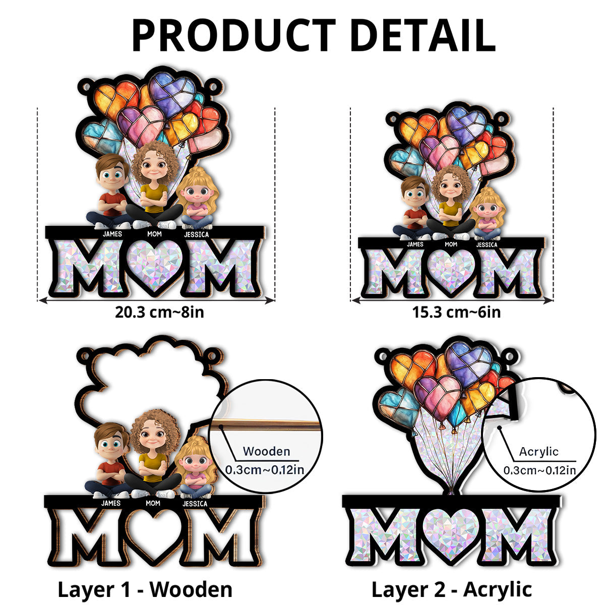 We Love You Mom - Personalized Custom Suncatcher