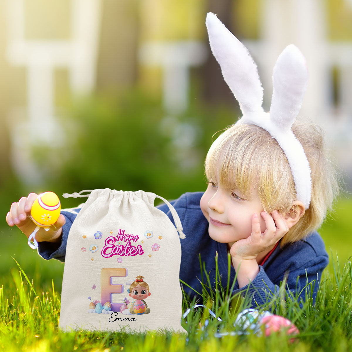 Easter Joy And Bunny Hugs - Personalized Custom Favor Bag