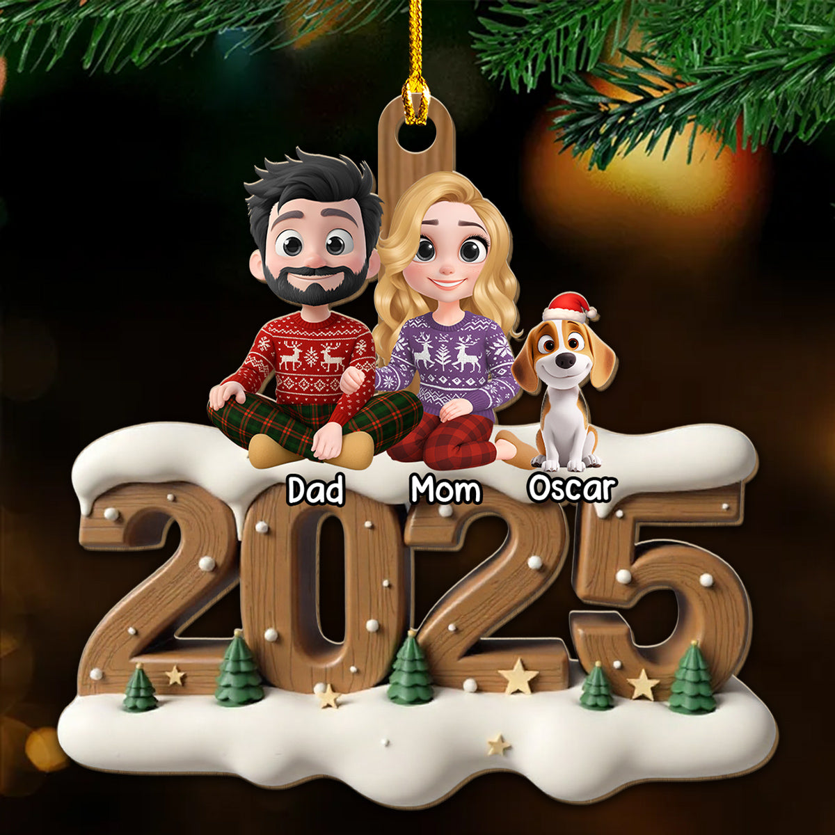 As A Family Now Onwards - Personalized Custom 3D Effect Wood Ornament
