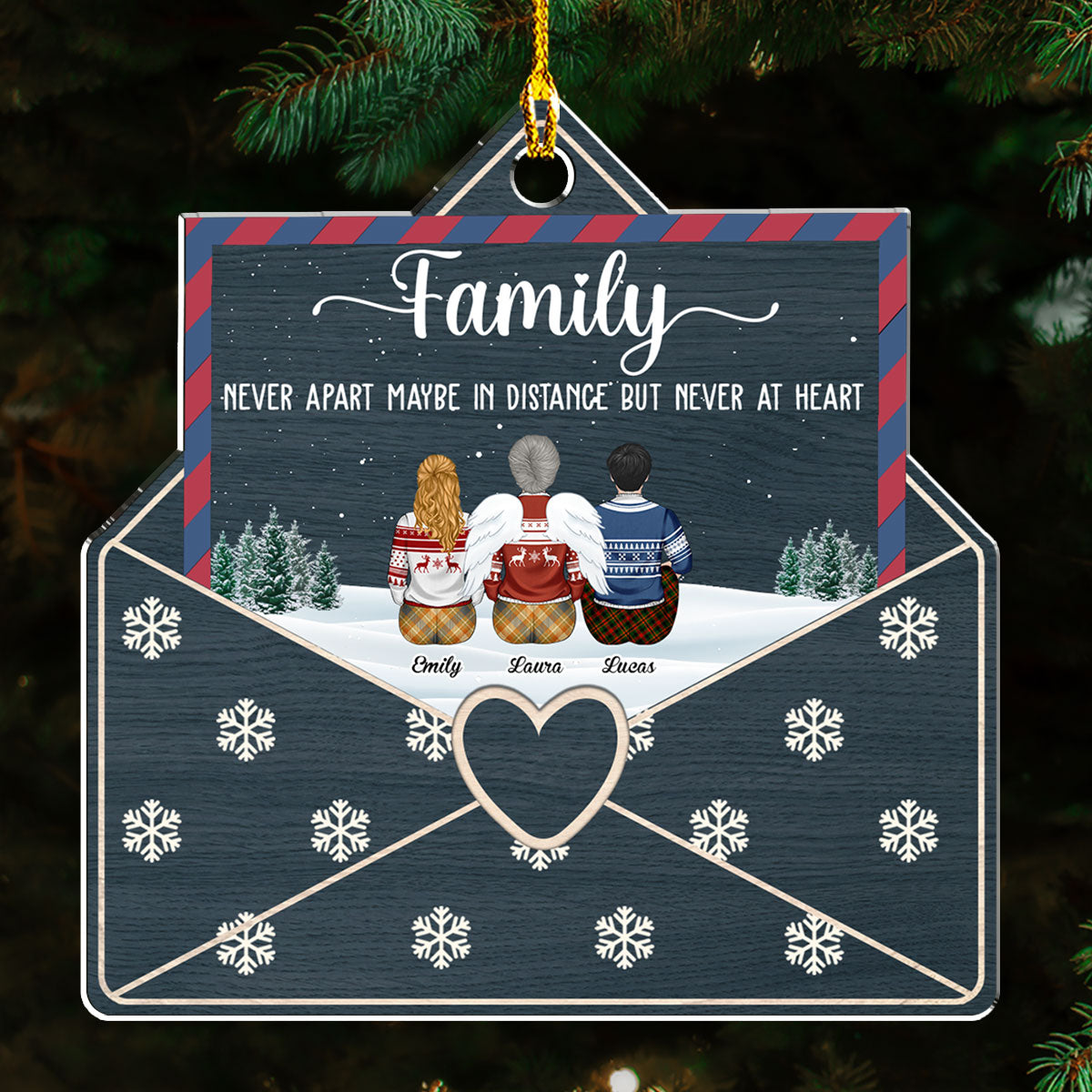 Family Never Apart Maybe In Distance But Never At Heart - Personalized Custom Acrylic Ornament
