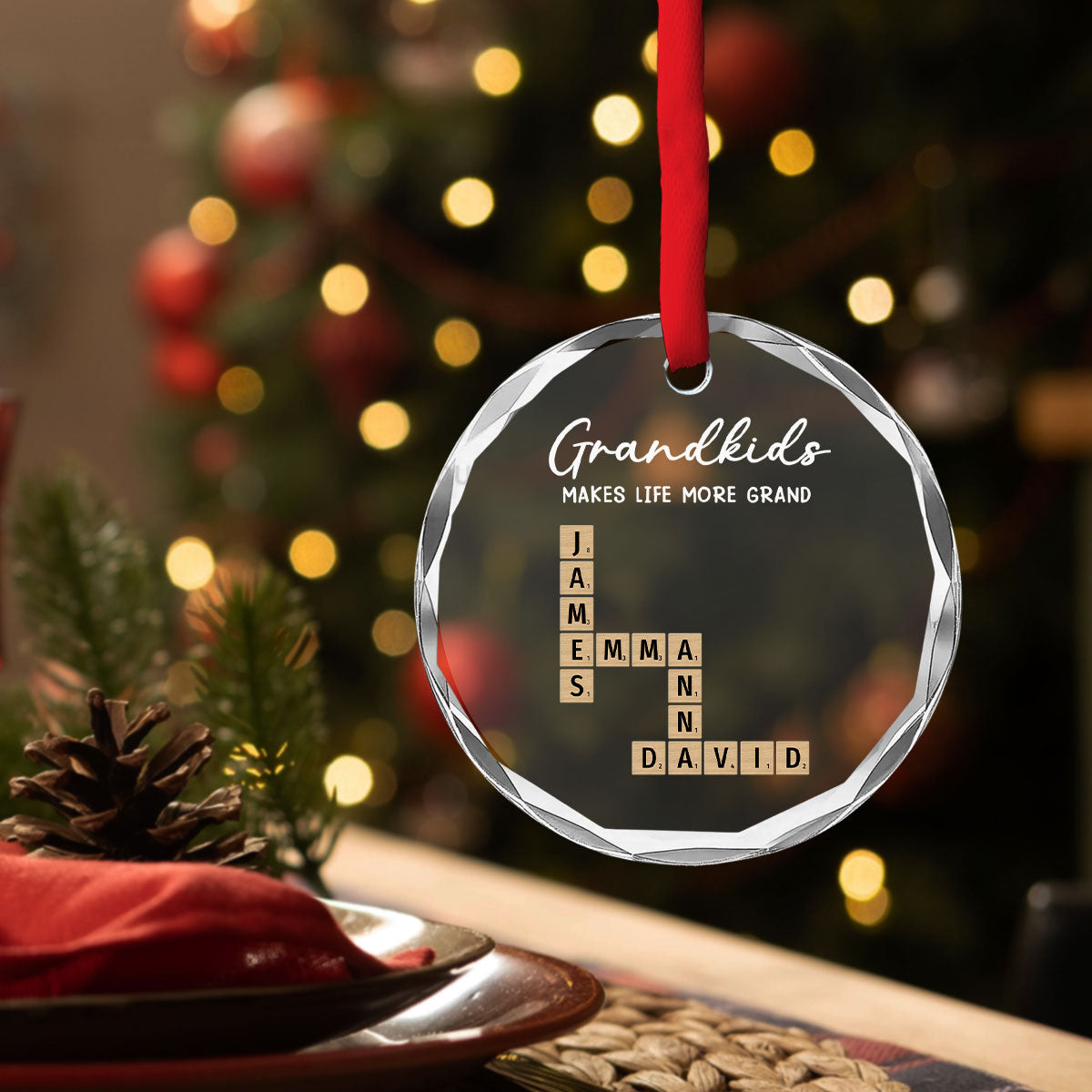Grandkids Make Every Day Brighter - Personalized Custom Glass Ornament