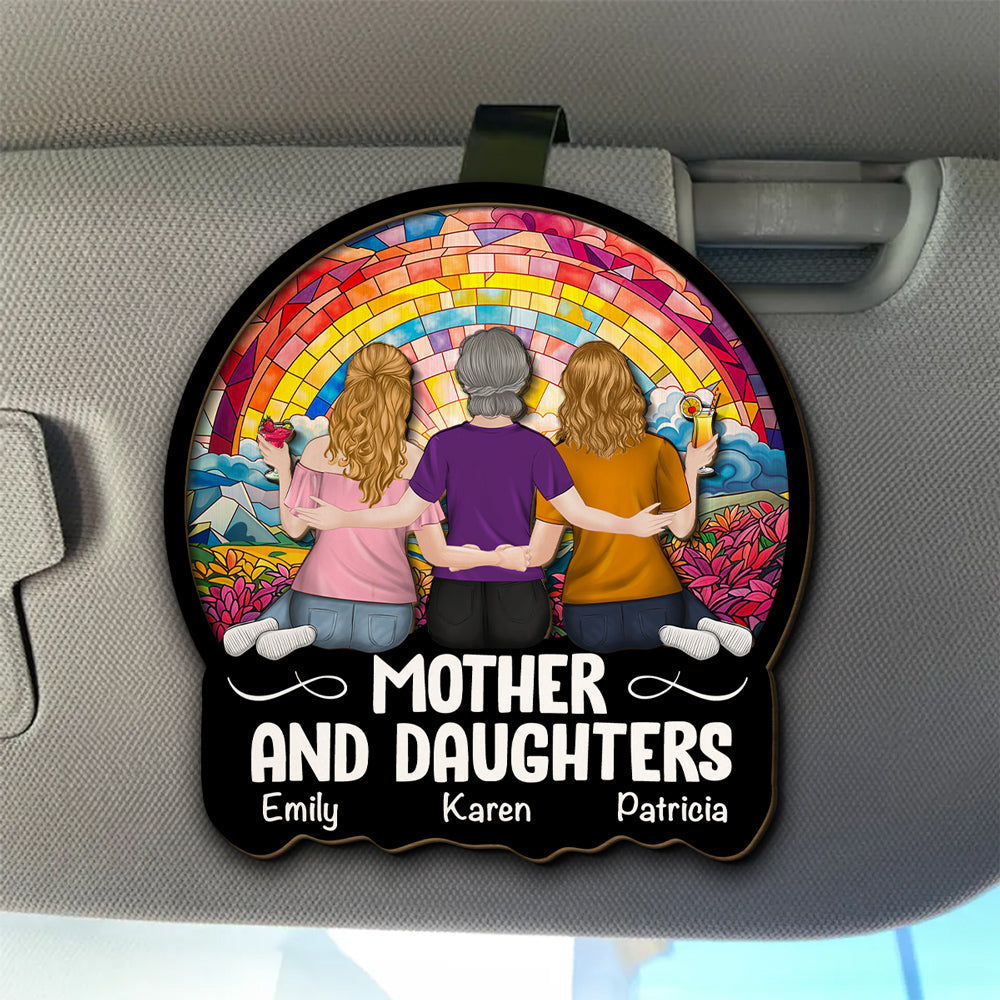 Mother And Daughter Sitting Together - Personalized Custom Car Visor Clip