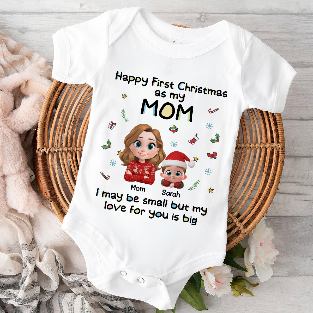 First Christmas With Mom - Personalized Custom Baby Onesie