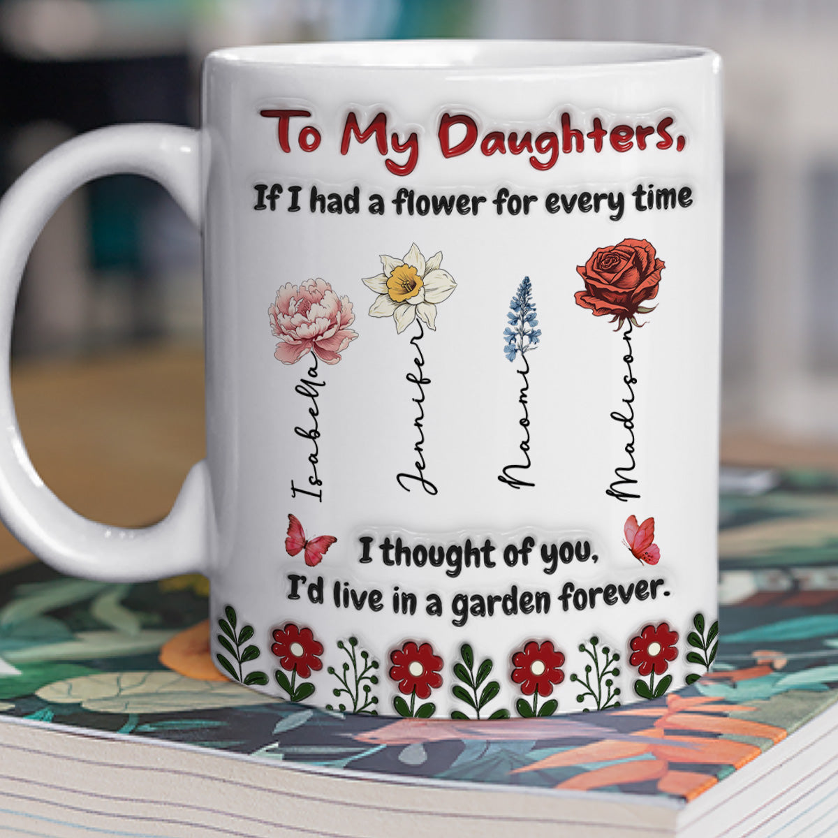 Life Is Sweeter With Daughters - Personalized Custom 3D Inflated Effect Mug