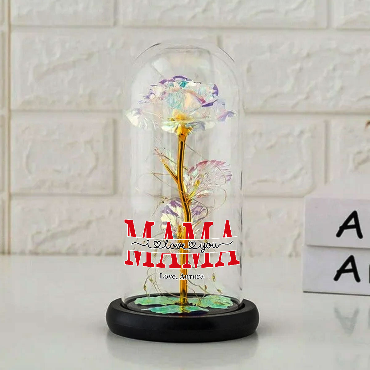 Mom We Love You - Personalized Custom Sparkly Rose