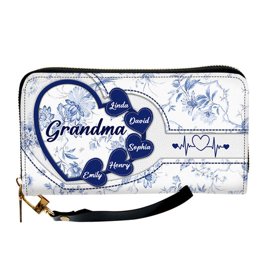 Love Being Grandma - Personalized Custom Leather Wallet