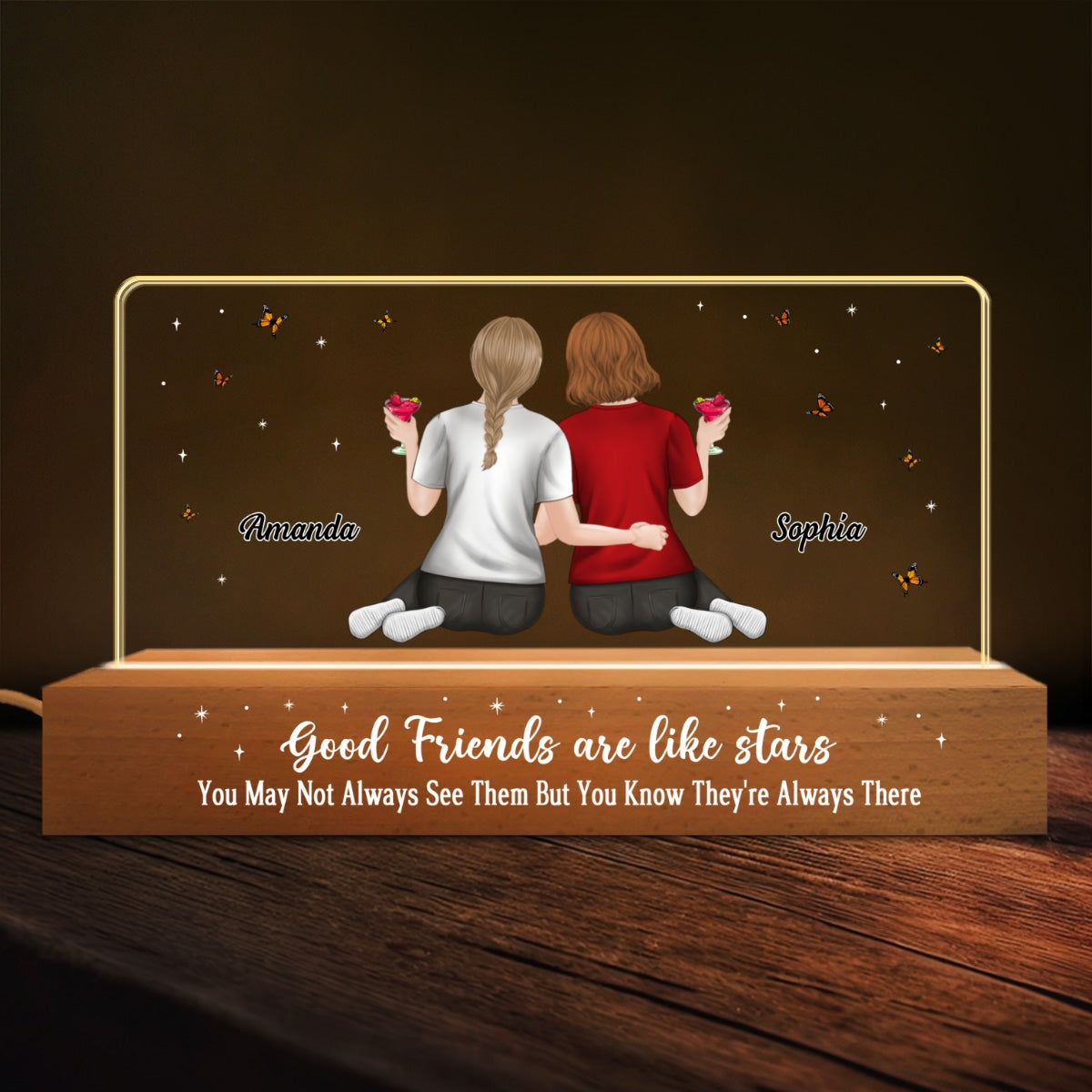 Friends Are Stars - Personalized Custom Acrylic 3D LED Night Light