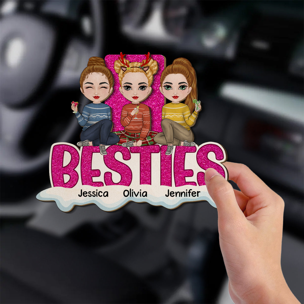 Bestie Together Version 2 - Personalized Custom Car Visor Clip