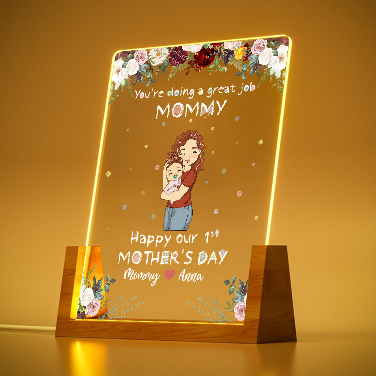 Best Mommy - Personalized Custom Plaque With Walnut Base