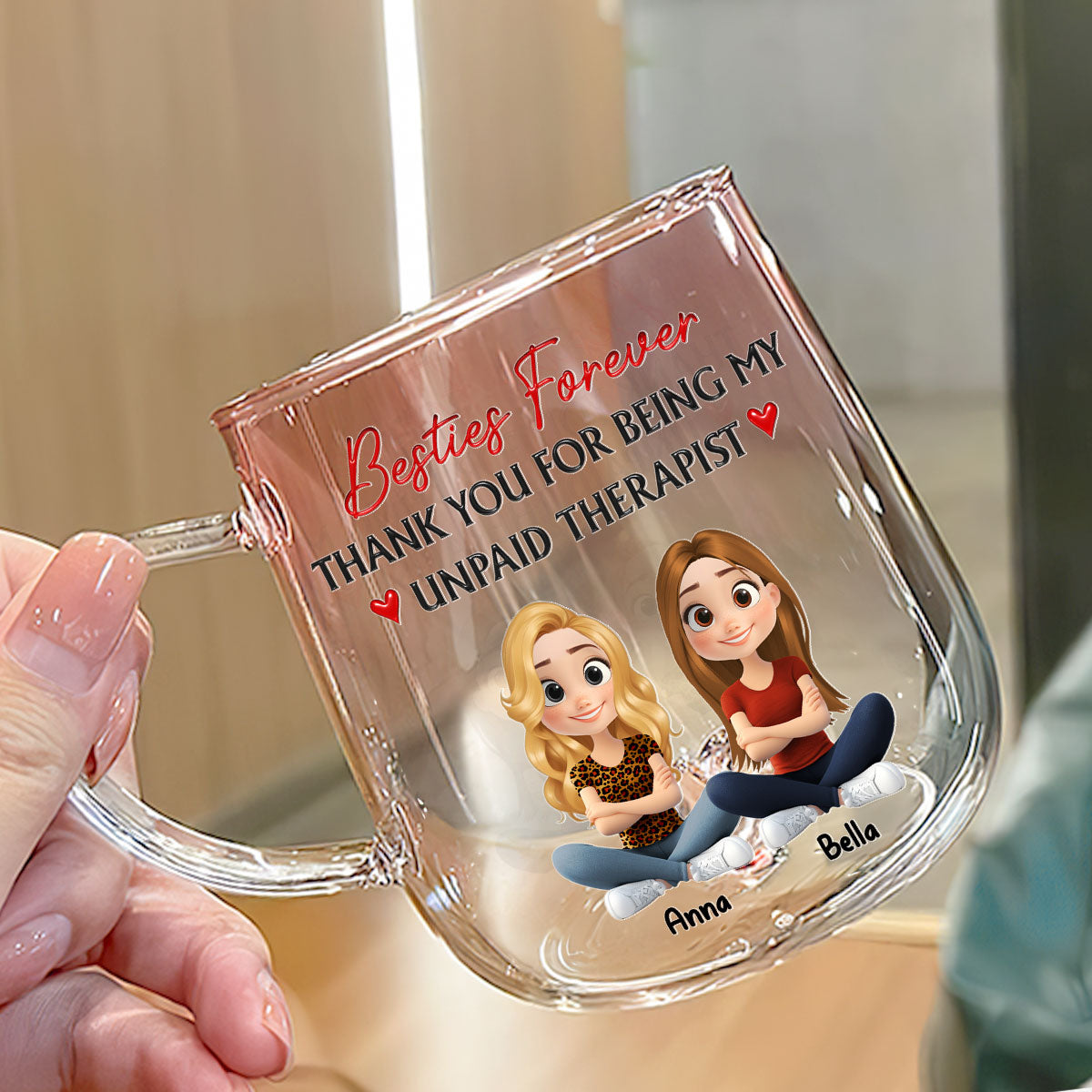 Being My Unpaid Therapist Friend - Personalized Custom Pink Gradient Glass Mug