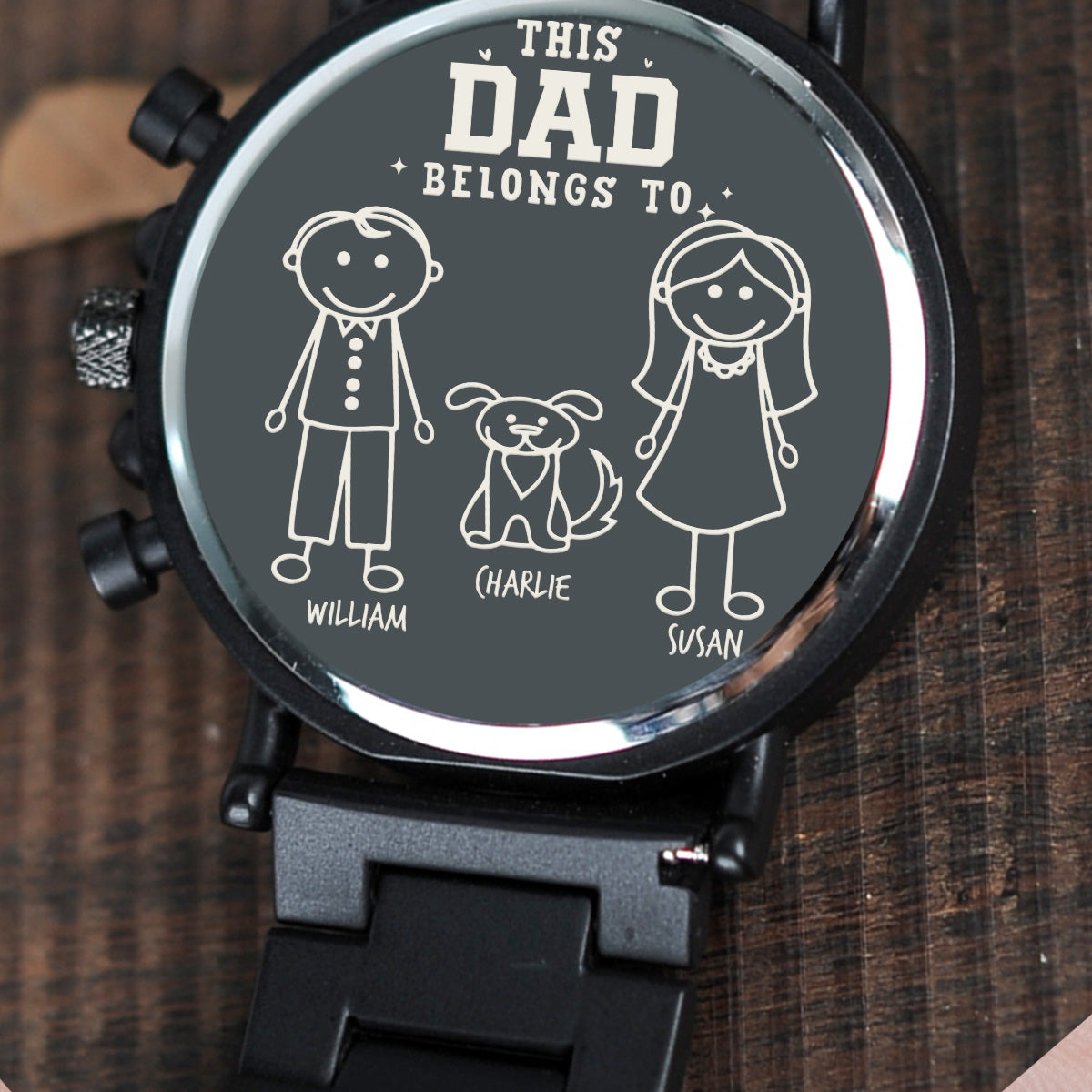 This Dad Belong To Us - Personalized Engraved Wooden Watches GQ026
