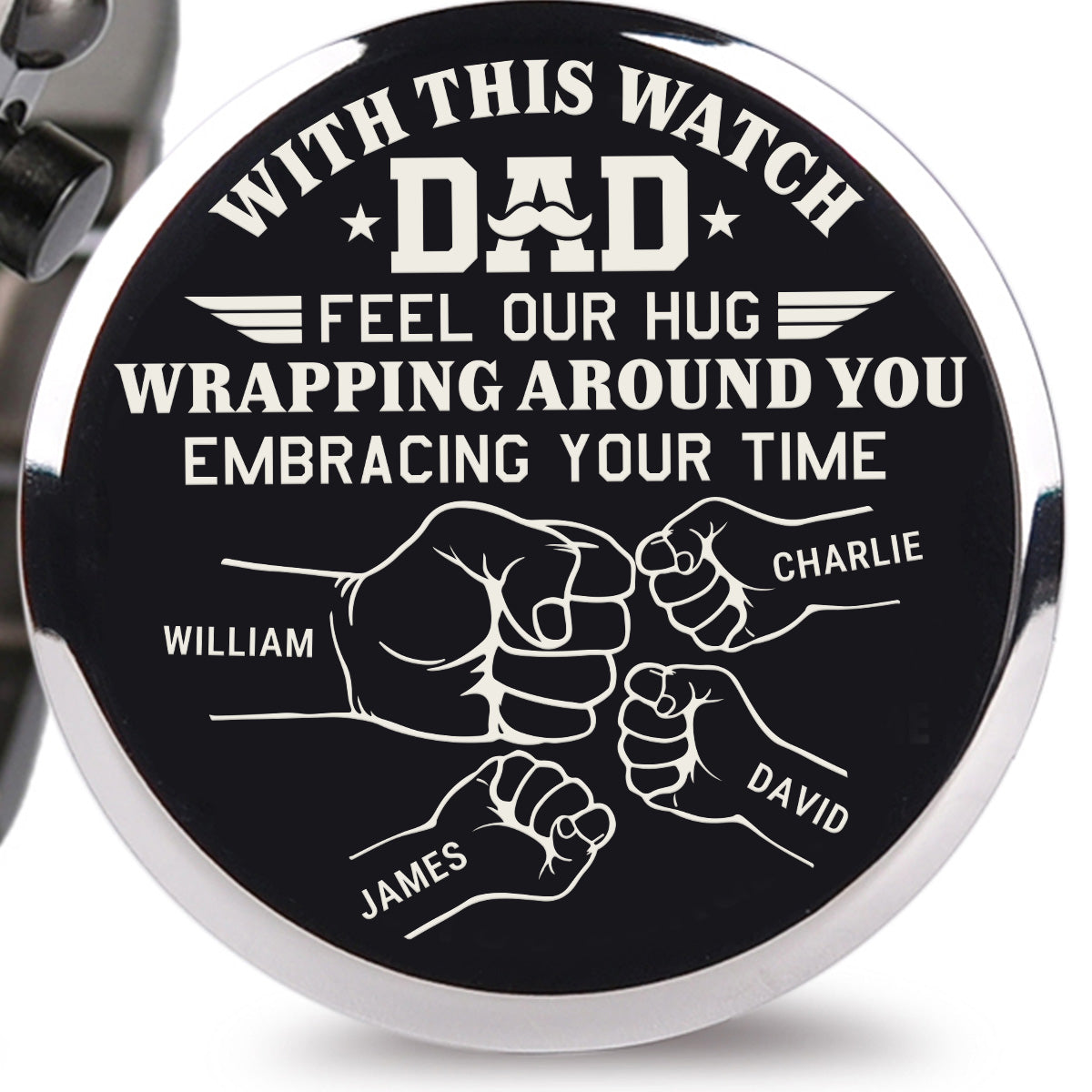 Embracing Time And Wrapping Around Father - Personalized Engraved Wooden Watches GQ026