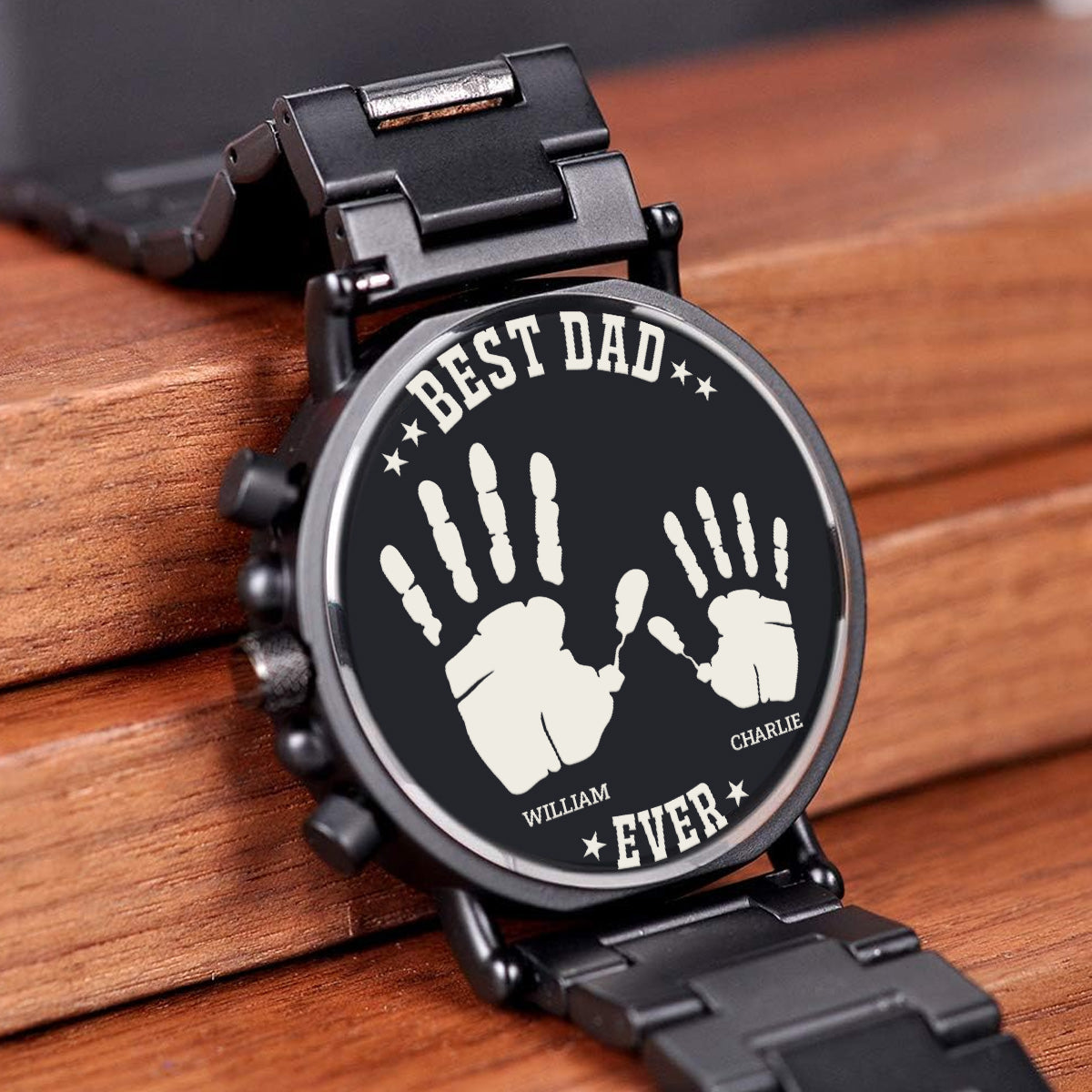 Hands Down Best Dad Ever - WATCH GQ026 - Personalized Engraved Wooden Watches GQ026