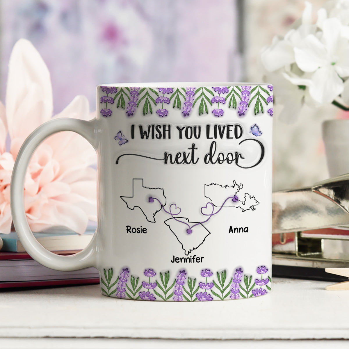 I Wish We Lived Closer Lavender Flower - Personalized Custom 3D Inflated Effect Mug