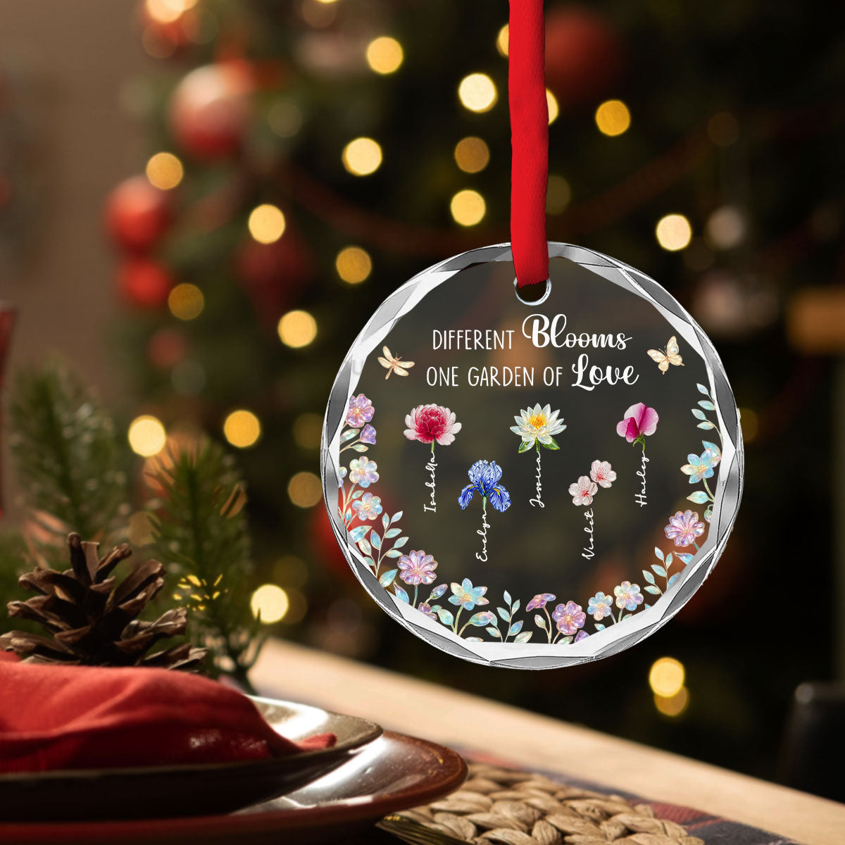 Different Blooms - Personalized Custom Glass Ornament