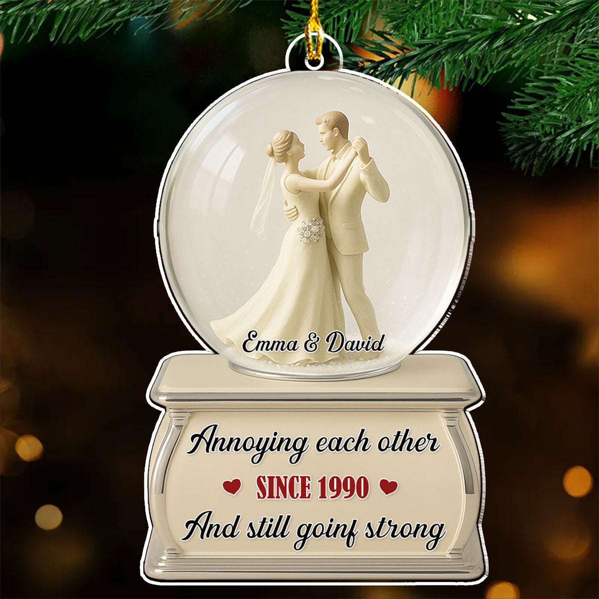 Dancing Couple Snow Globe - Personalized Custom Acrylic Ornament