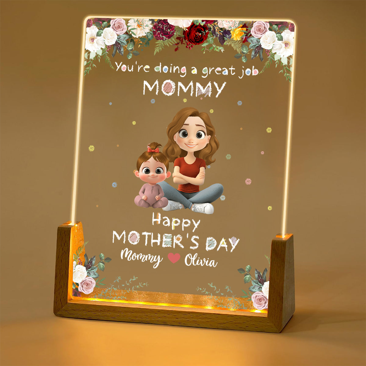 Great Mommy - Personalized Custom Plaque With Walnut Base