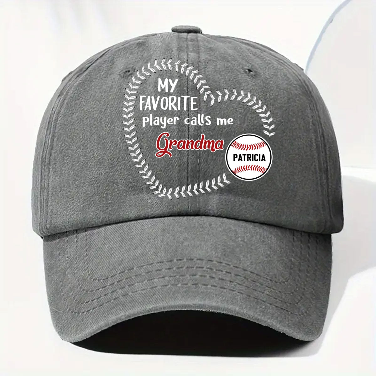 My Fav Players Call Me Grandma - Personalized Custom Vintage Washed Denim Cap